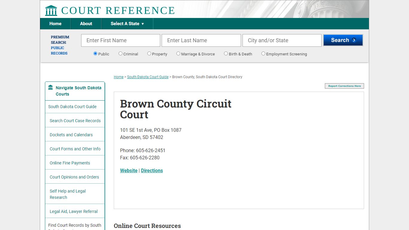 Brown County Circuit Court - Court Records Directory